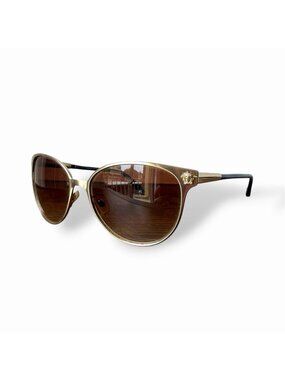 Versace Gold Medusa Round Cat Eye Women's Sunglasses 2168